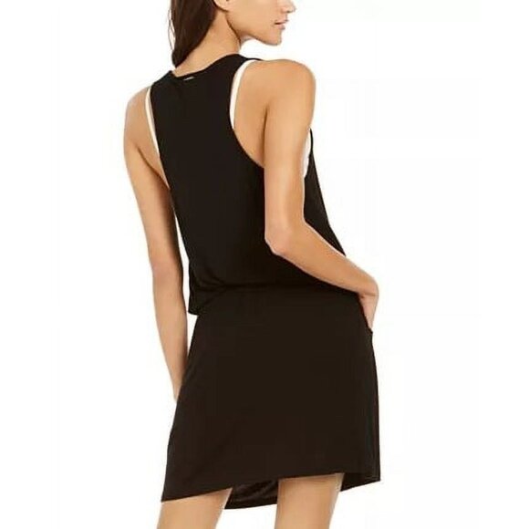 Calvin Klein Women's Surplice Racer-Back Tunic Swim Cover-Up Size L/XL Black - Picture 2 of 4